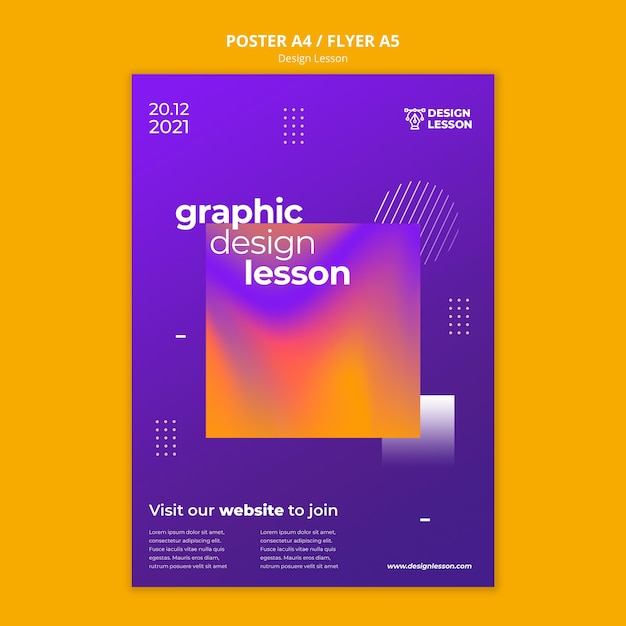 PSD gratuit modèle d'affiche verticale pour les cours de conception graphique