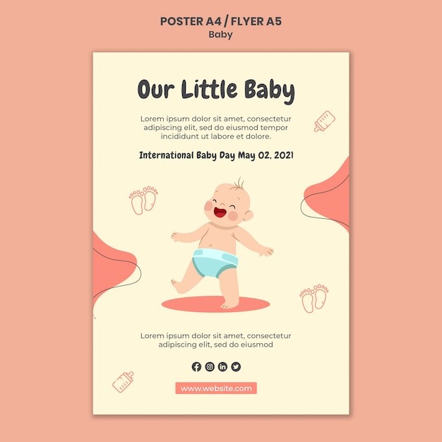 PSD gratuit modèle d'affiche verticale pour la journée internationale du bébé