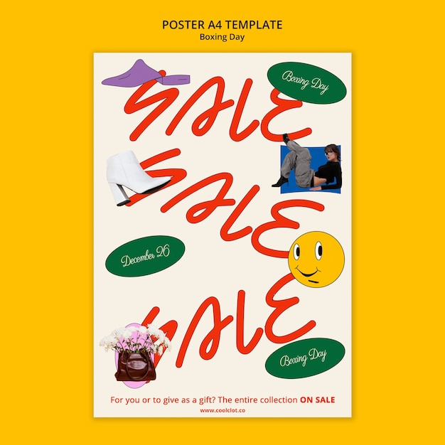 PSD gratuit modèle d'affiche verticale pour les ventes du lendemain de noël