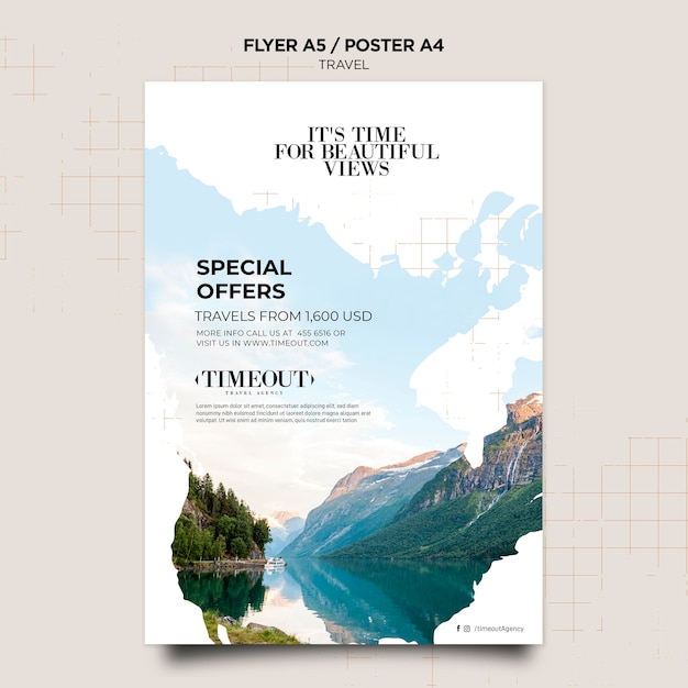 PSD gratuit modèle d'affiche de voyage super offres