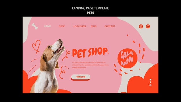 PSD gratuit modèle d'animaux de compagnie de conception de page de destination