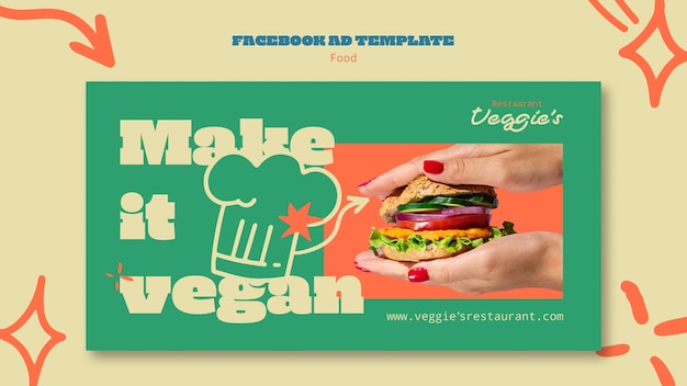 PSD gratuit modèle d'annonce facebook alimentaire design plat