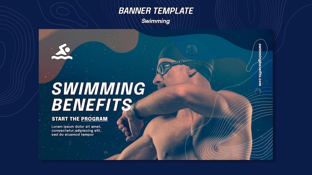 PSD gratuit modèle d'avantages de natation de bannière