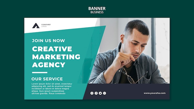 PSD gratuit modèle de bannière d'agence de marketing