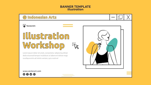 PSD gratuit modèle de bannière d'atelier d'illustration