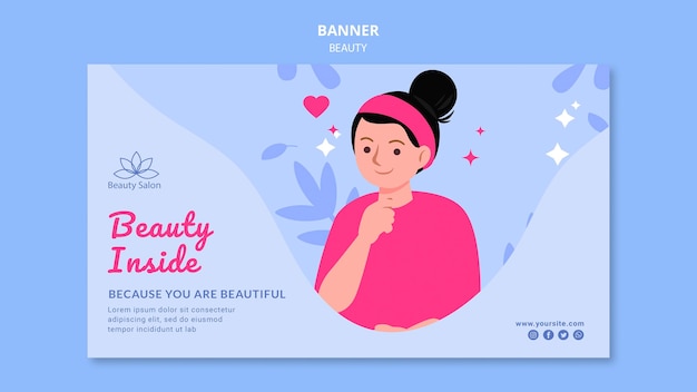 PSD gratuit modèle de bannière de beauté illustré