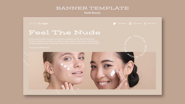 PSD gratuit modèle de bannière de beauté nue