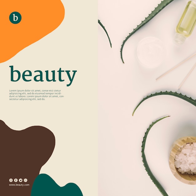 PSD gratuit modèle de bannière de beauté avec des produits de beauté