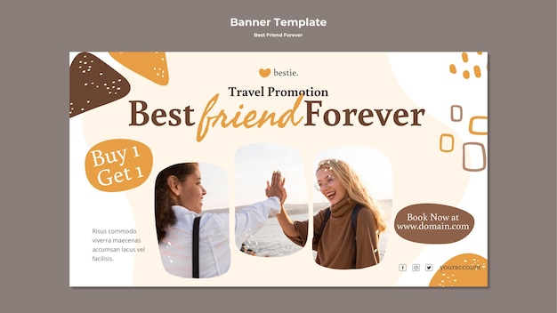 PSD gratuit modèle de bannière best friends forever