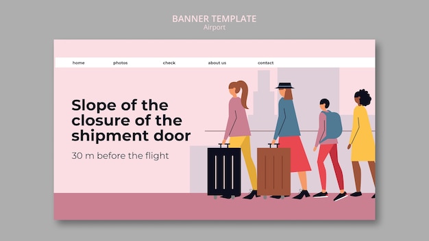 PSD gratuit modèle de bannière de compagnie aéroport design plat