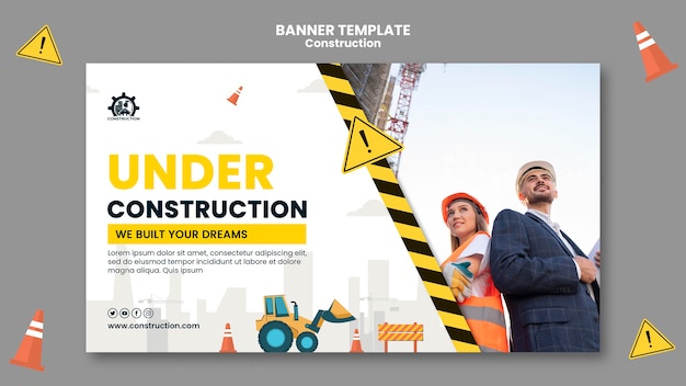 PSD gratuit modèle de bannière de concept de construction