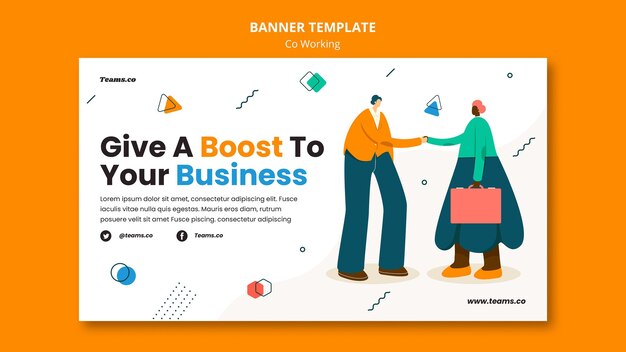 Modèle de bannière de concept de coworking