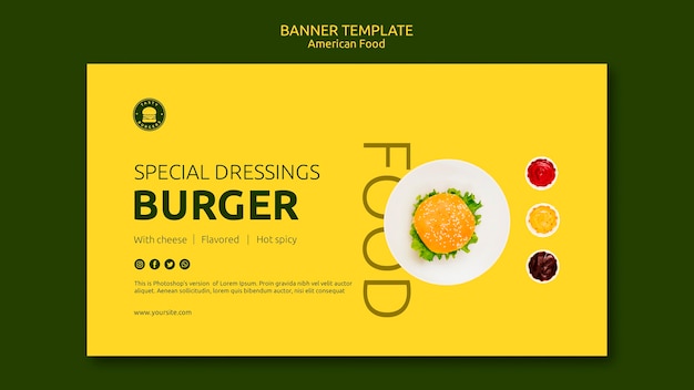 PSD gratuit modèle de bannière de concept de cuisine américaine