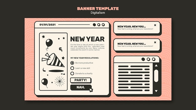 PSD gratuit modèle de bannière de concept de nouvel an