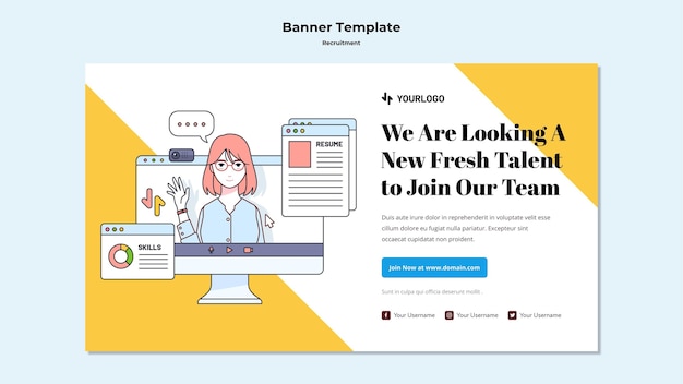 PSD gratuit modèle de bannière de concept de recrutement