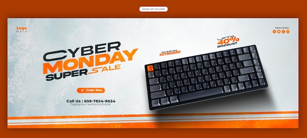 PSD gratuit le modèle de bannière de couverture de facebook du cyber monday super sale