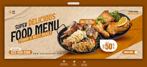 PSD gratuit modèle de bannière de couverture facebook pour le menu et le restaurant