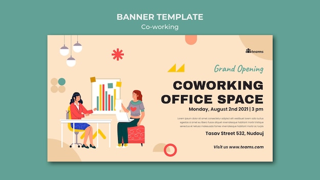 PSD gratuit modèle de bannière de coworking créatif