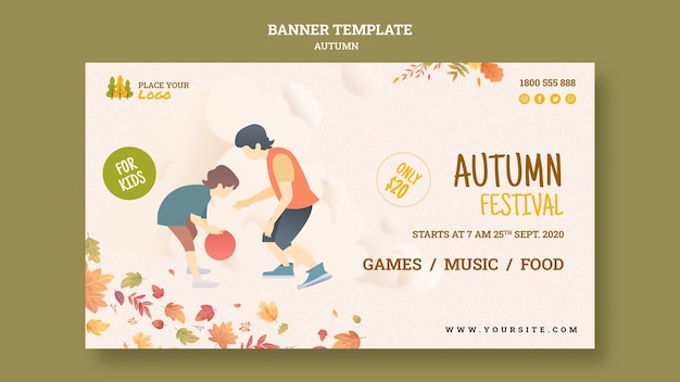 PSD gratuit modèle de bannière de festival d'automne pour les enfants