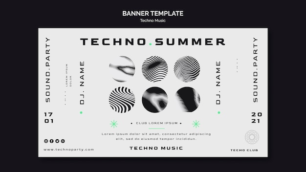 PSD gratuit modèle de bannière de festival de musique techno