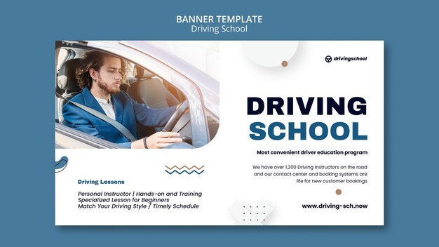 Modèle de bannière horizontale d'auto-école