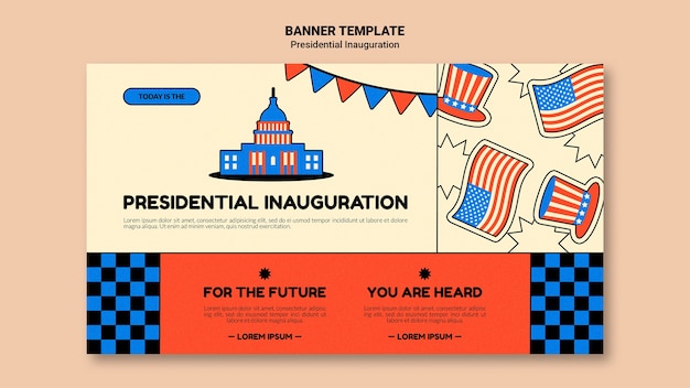 PSD gratuit modèle de bannière horizontale d'inauguration présidentielle américaine