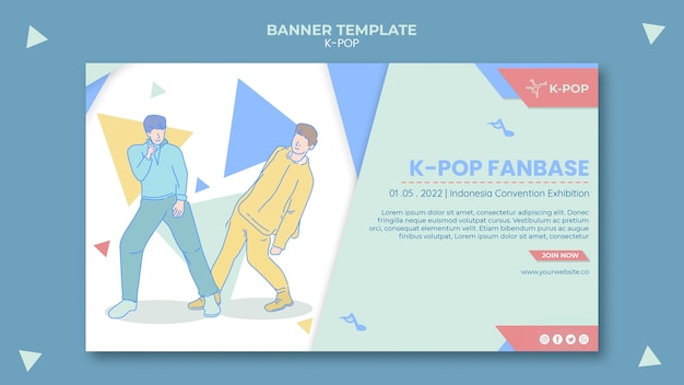 PSD gratuit modèle de bannière horizontale k-pop illustré