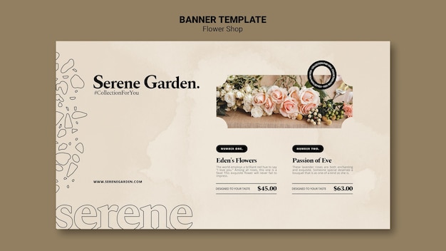 PSD gratuit modèle de bannière horizontale de magasin de fleurs