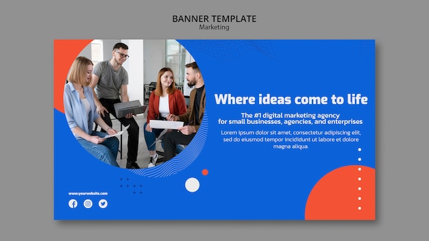 PSD gratuit modèle de bannière horizontale de marketing d'entreprise
