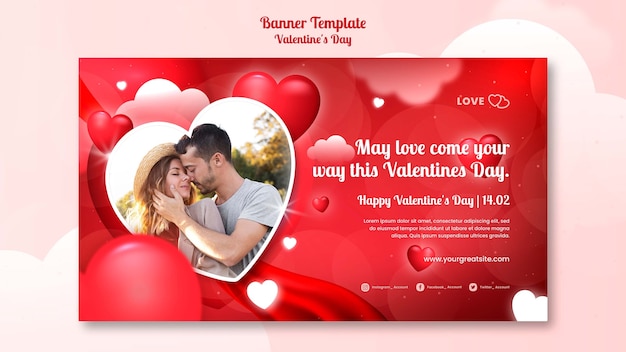 PSD gratuit modèle de bannière horizontale pour la saint-valentin