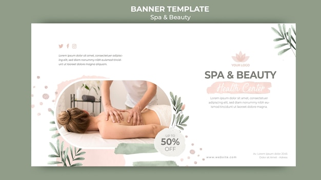 Modèle de bannière horizontale pour spa et beauté