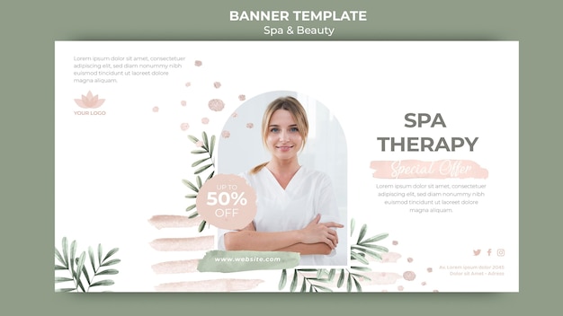 Modèle de bannière horizontale pour la thérapie spa