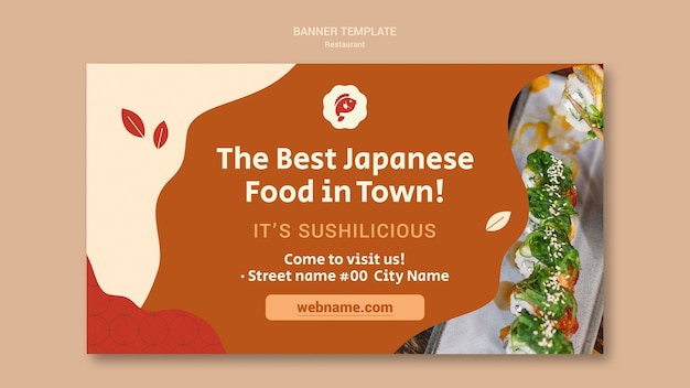 PSD gratuit modèle de bannière horizontale de restaurant de cuisine japonaise