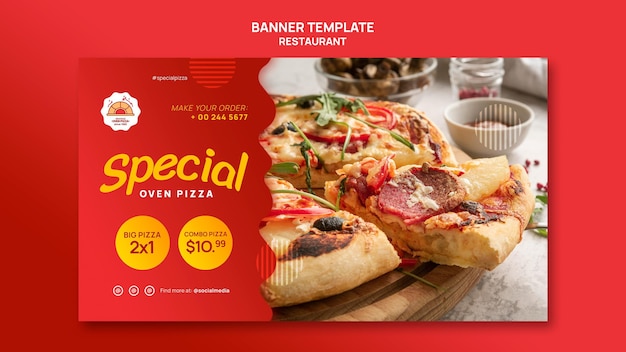 PSD gratuit modèle de bannière horizontale de restaurant de pizza