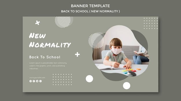 PSD gratuit modèle de bannière horizontale de retour à l'école