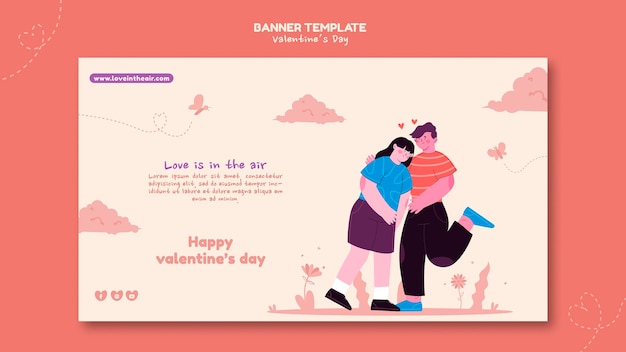 PSD gratuit modèle de bannière illustrée de la saint-valentin