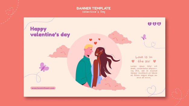 PSD gratuit modèle de bannière illustrée de la saint-valentin