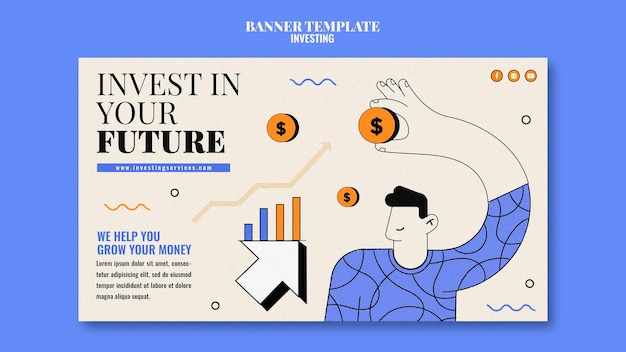 Modèle de bannière d'investissement illustré