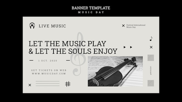 PSD gratuit modèle de bannière de jour de musique