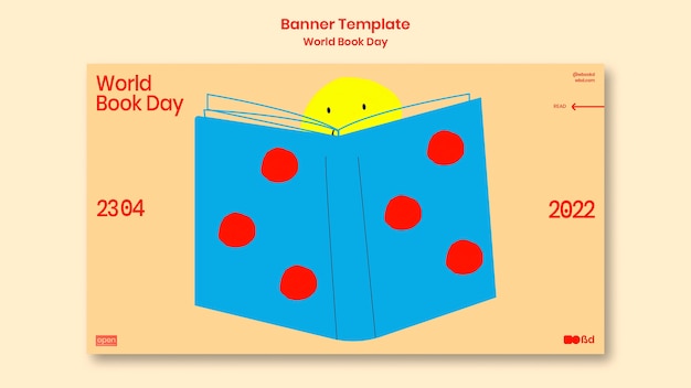 PSD gratuit modèle de bannière de la journée mondiale du livre design plat