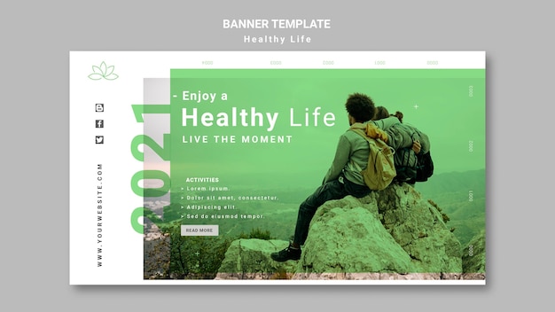 PSD gratuit modèle de bannière de mode de vie sain