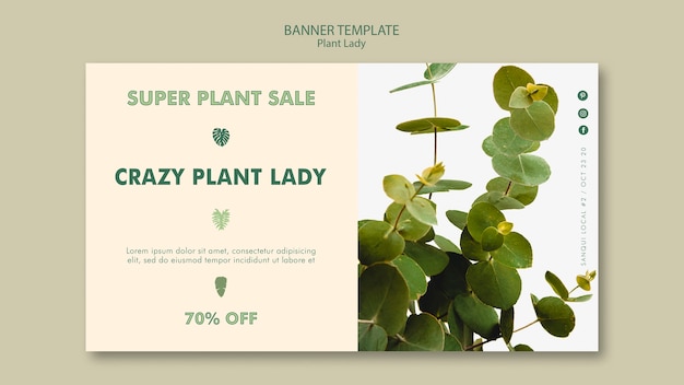 PSD gratuit modèle de bannière de plante lady