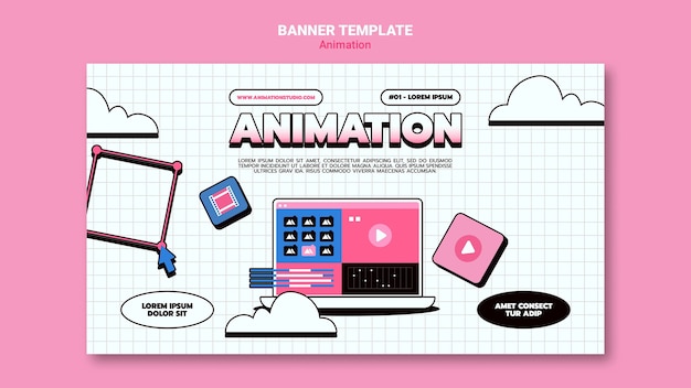 PSD gratuit modèle de bannière pour l'animation par ordinateur