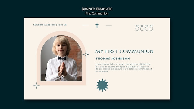 PSD gratuit modèle de bannière de première communion