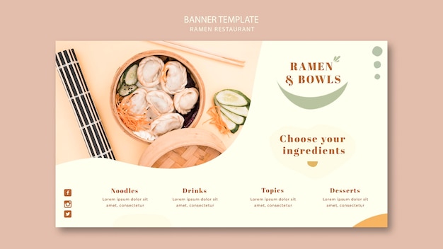 PSD gratuit modèle de bannière de restaurant ramen