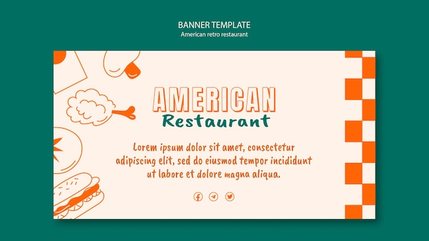 PSD gratuit modèle de bannière de restaurant rétro américain