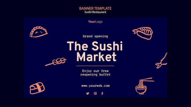 PSD gratuit modèle de bannière de restaurant de sushi