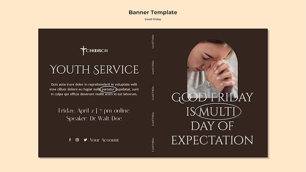 PSD gratuit modèle de bannière de vendredi saint