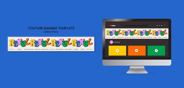 PSD gratuit modèle de bannière youtube de fête latino