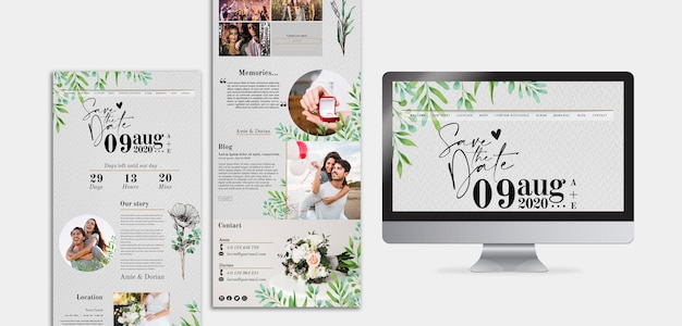 PSD gratuit modèle de blog de mariage minimal